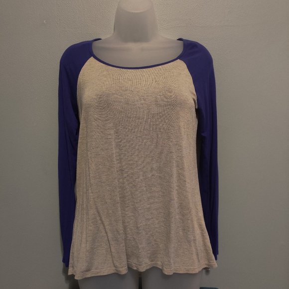 Cream and Blue Baseball T-Shirt - Picture 1 of 4